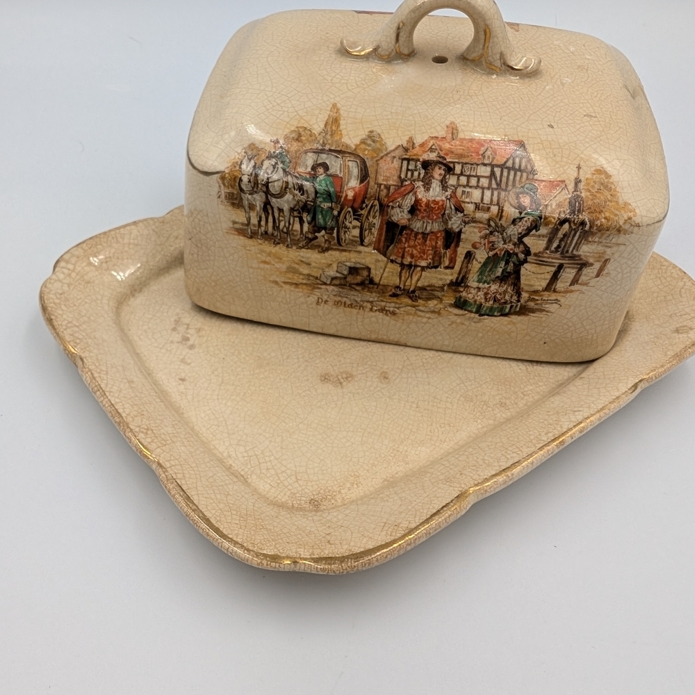 Lancaster And Sandland Vintage Ceramic Butter Dish with Lid 1950s